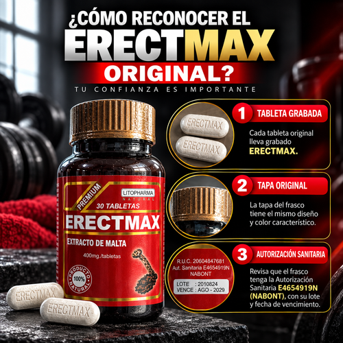 Erect Max Original – Fórmula Natural para Energía y Rendimiento | 30 Tabletas de 400 mg