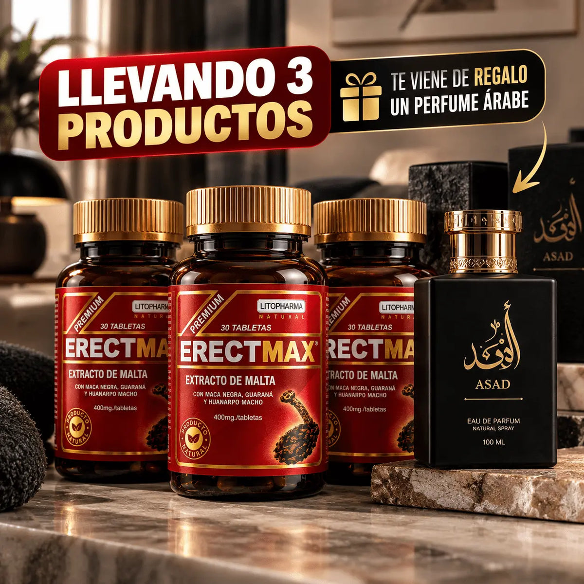 Erect Max Original – Fórmula Natural para Energía y Rendimiento | 30 Tabletas de 400 mg